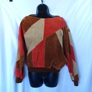 Montgomery Ward Vintage brown/red leather/Suede top